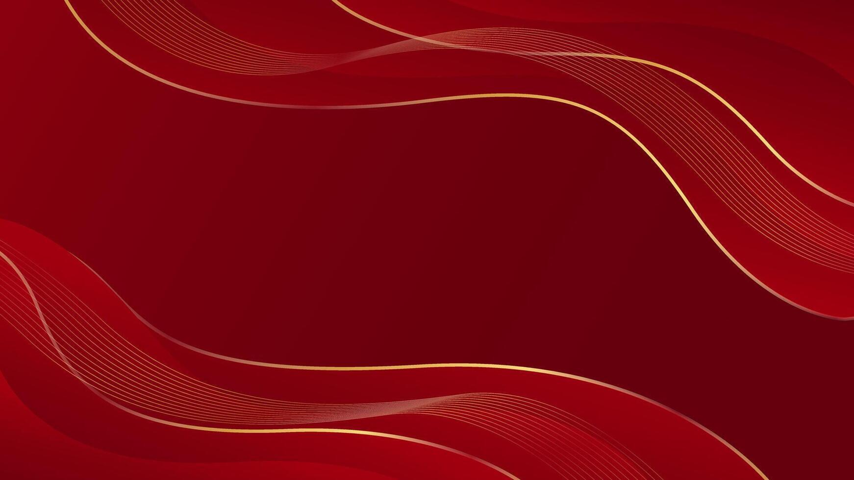 Red luxury background with gold lines. Elegant wave wallpaper. Award banner template design vector