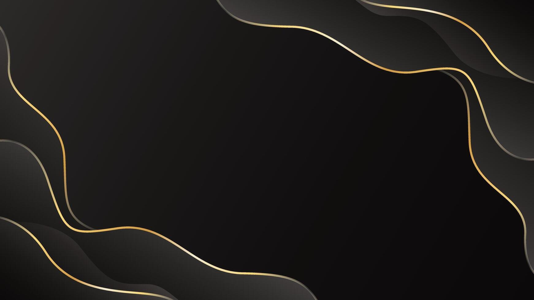 Abstract black luxury background with gold lines vector