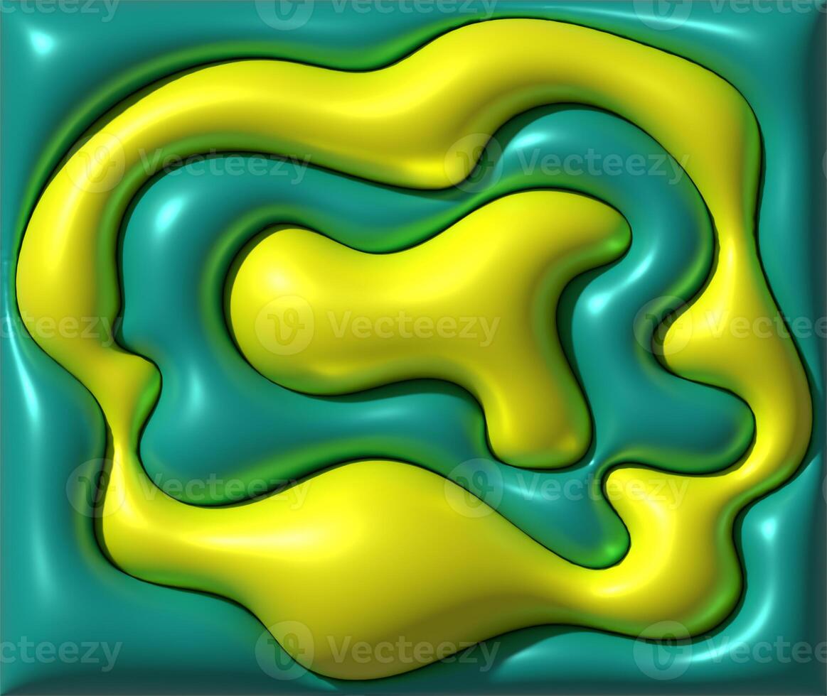 Abstract image with smooth, wavy shapes with a glossy effect, sense of three-dimensionality and iridescence, 3D rendering illustration photo