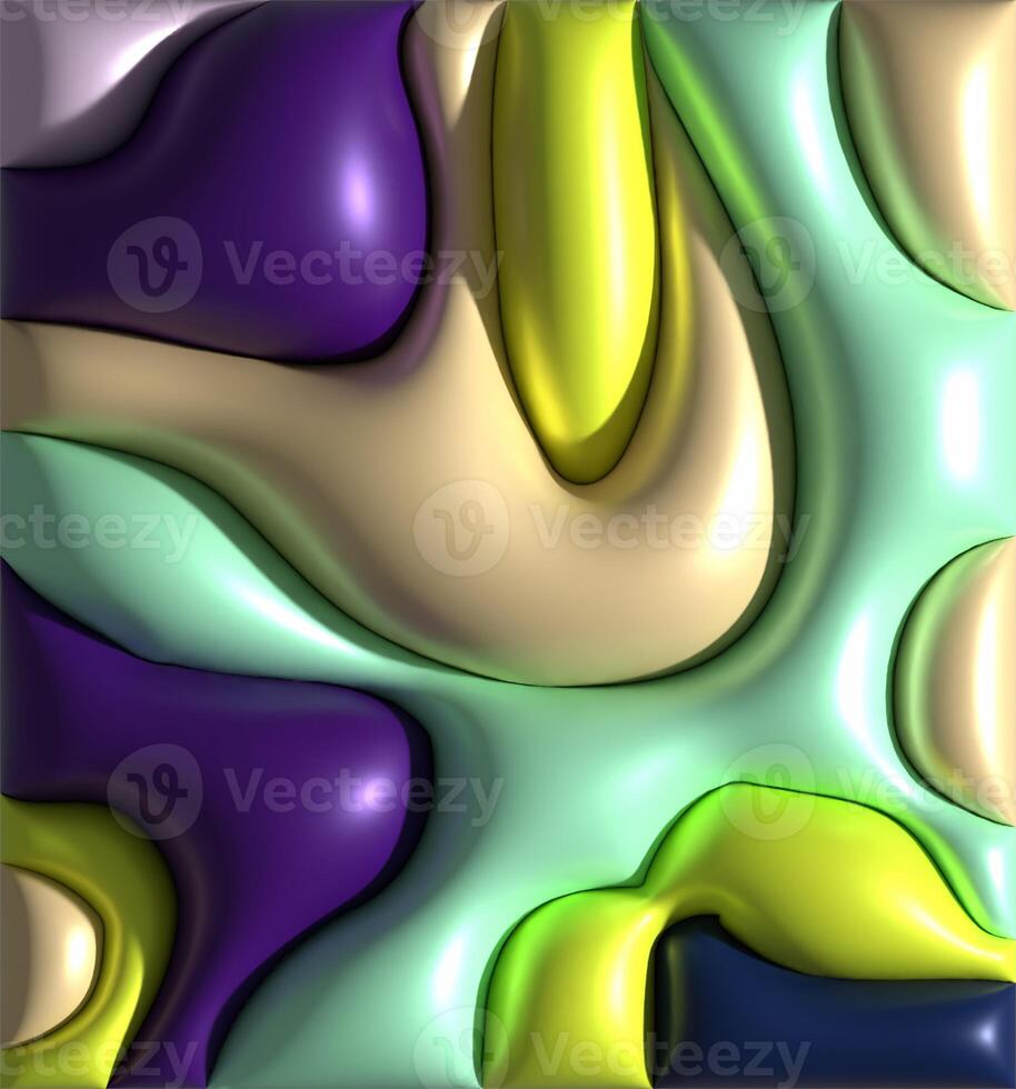 Multicolored inflated figures with shiny surface, 3D rendering illustration photo