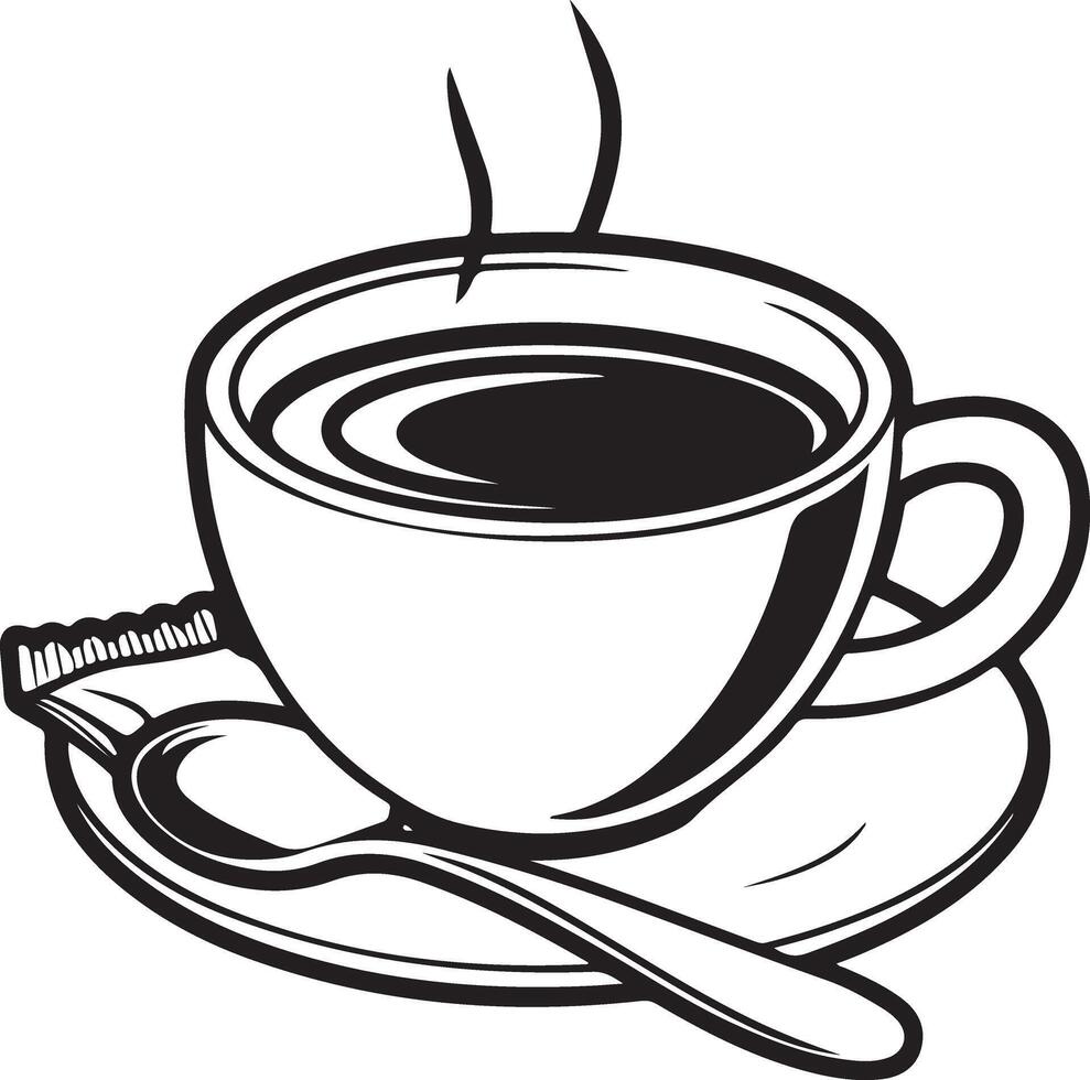 Cup of Coffee on Saucer Illustration vector