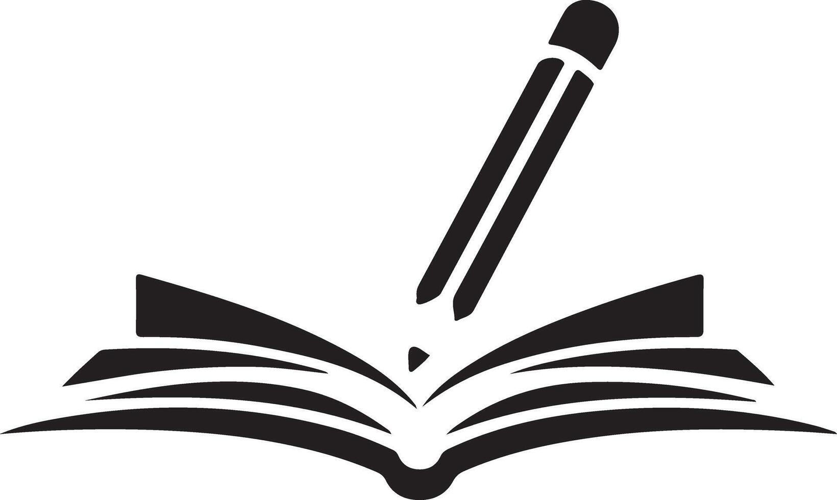 A logo with a pencil and a book vector