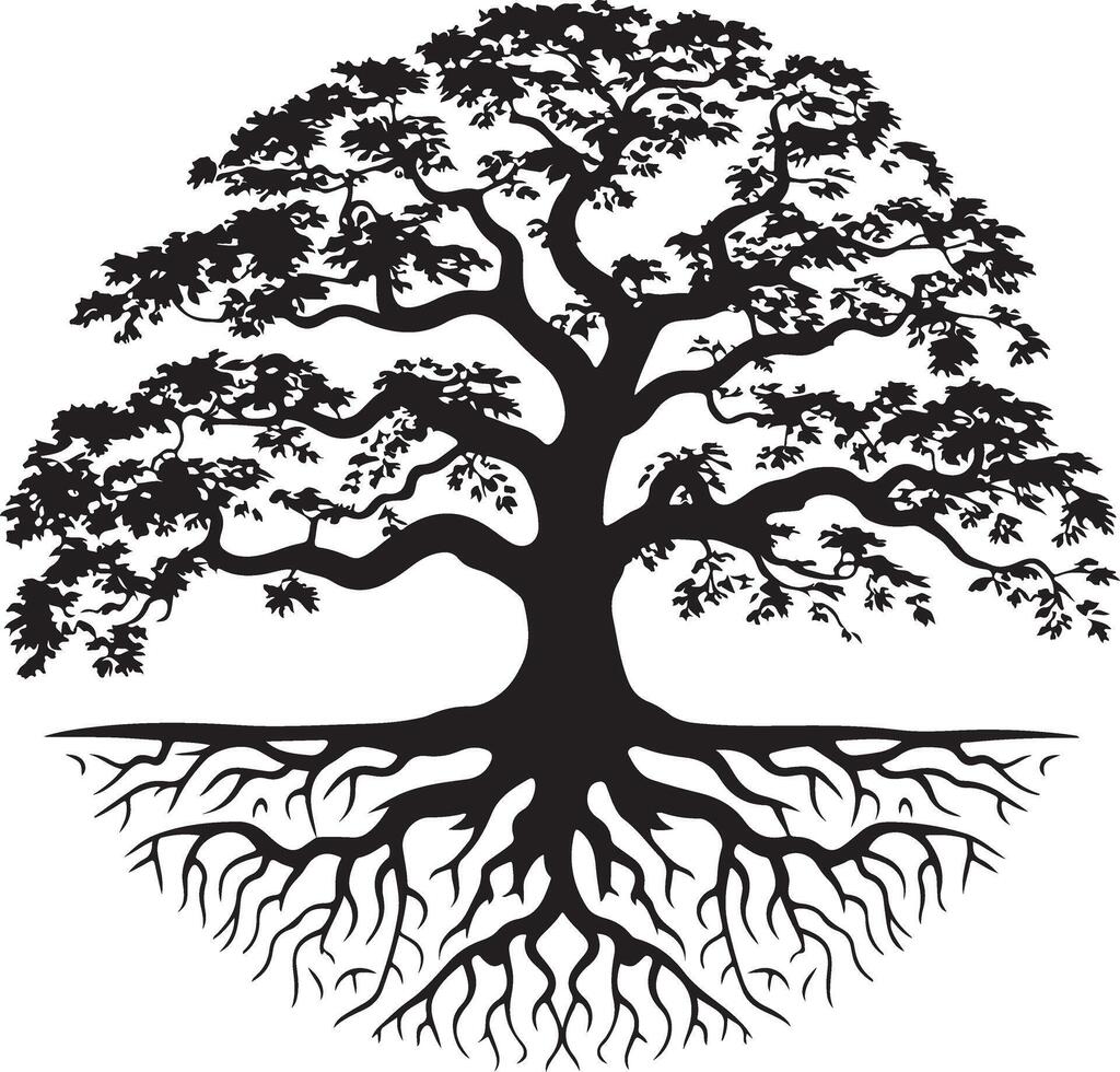 A tree with sprawling roots and branches vector
