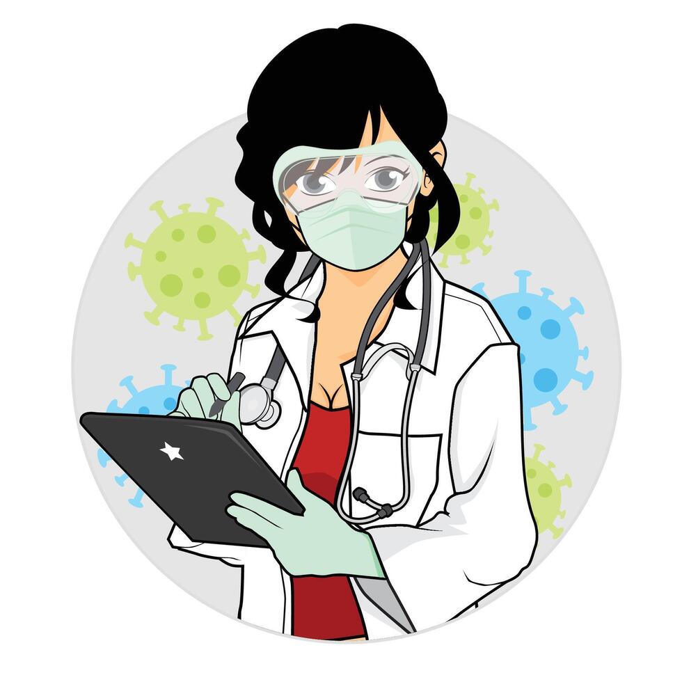 Beautiful doctors study the virus vector