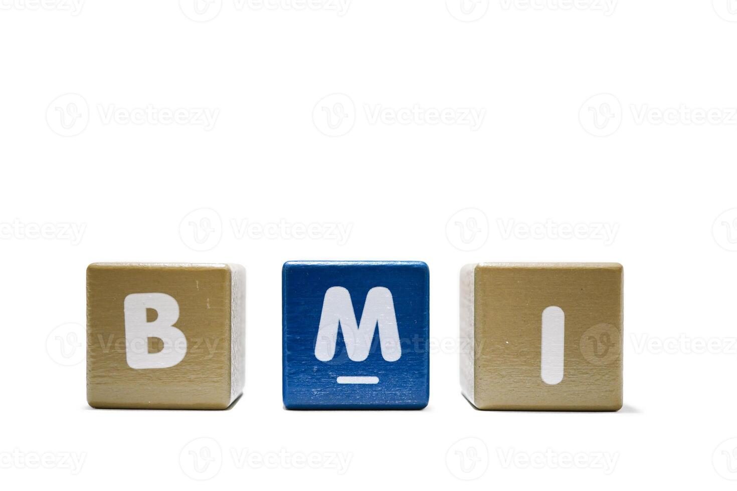 text BMI Body Mass Index on colorful wooden isolated on a white background photo