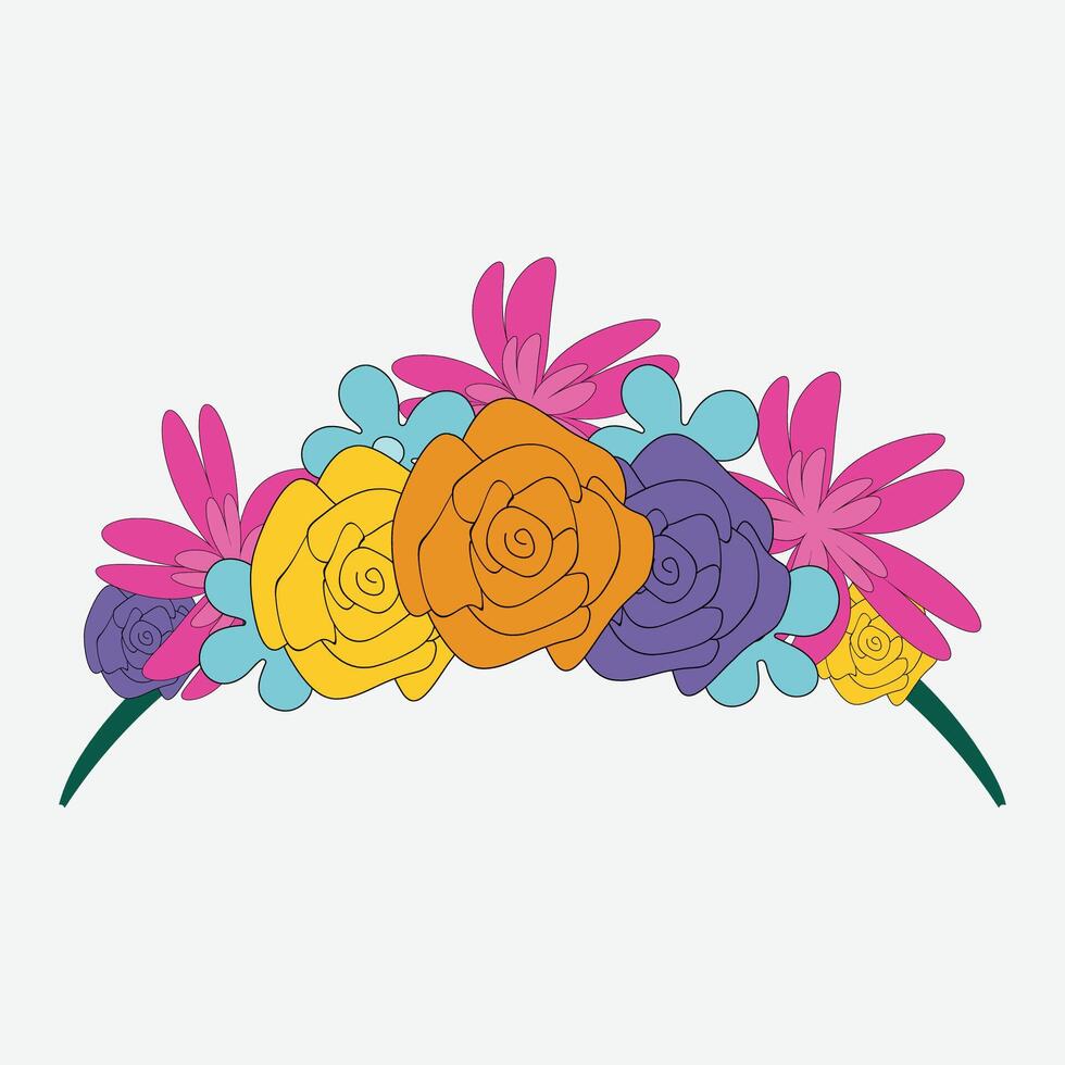 A wreath of flowers on the head, a decoration of flowers. vector