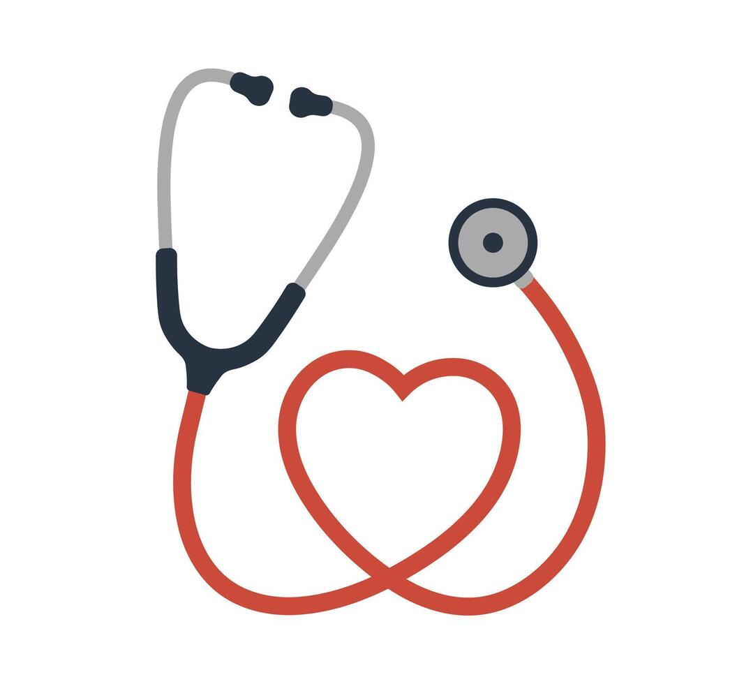 Heart Stethoscope simple flat style graphic icon symbol. Hospital doctor clinic logo. Healthcare sign. illustration image. Isolated on white background. vector