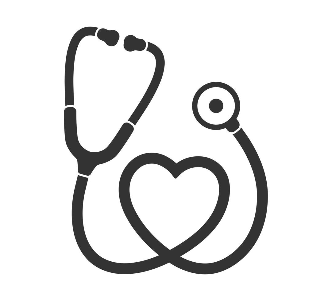 Heart Stethoscope simple flat style graphic icon symbol. Hospital doctor clinic logo. Healthcare sign. hospital doctor illustration image. Isolated on white background. vector
