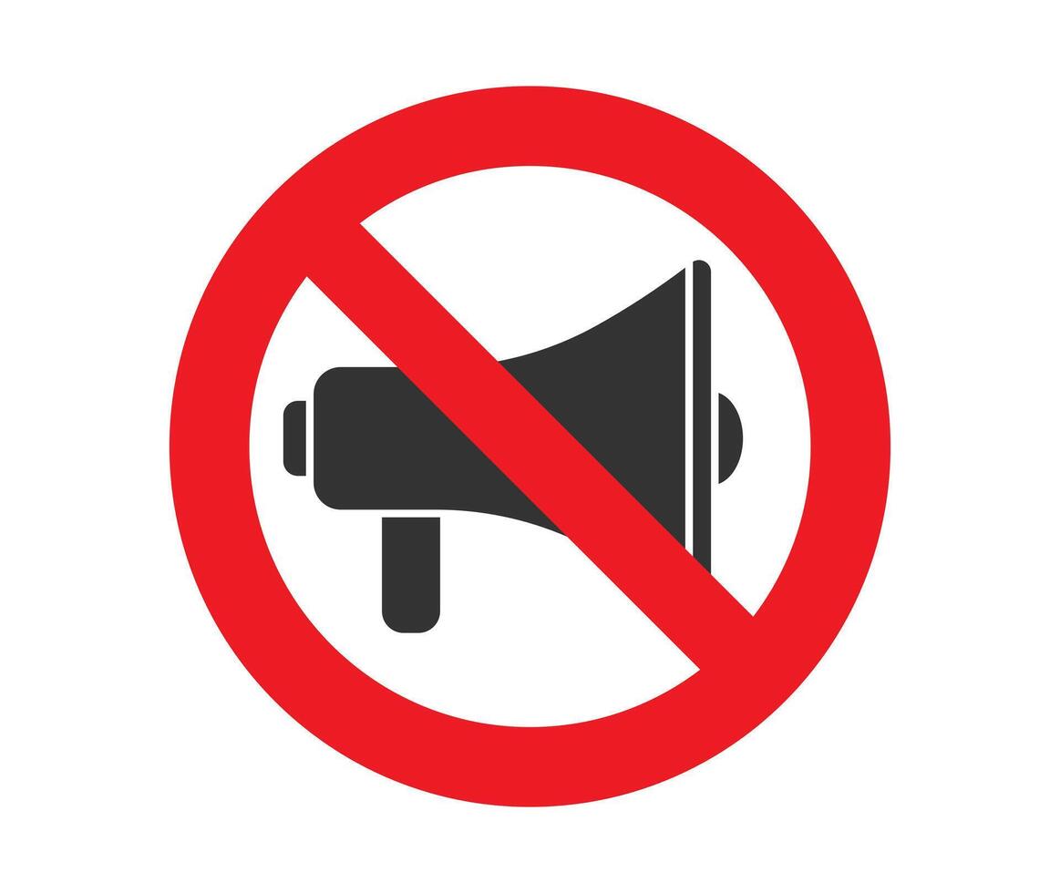 Noise prohibition symbol sign, keep quiet, observe silence icon. no megaphone. illustration image. Isolated on white background. vector