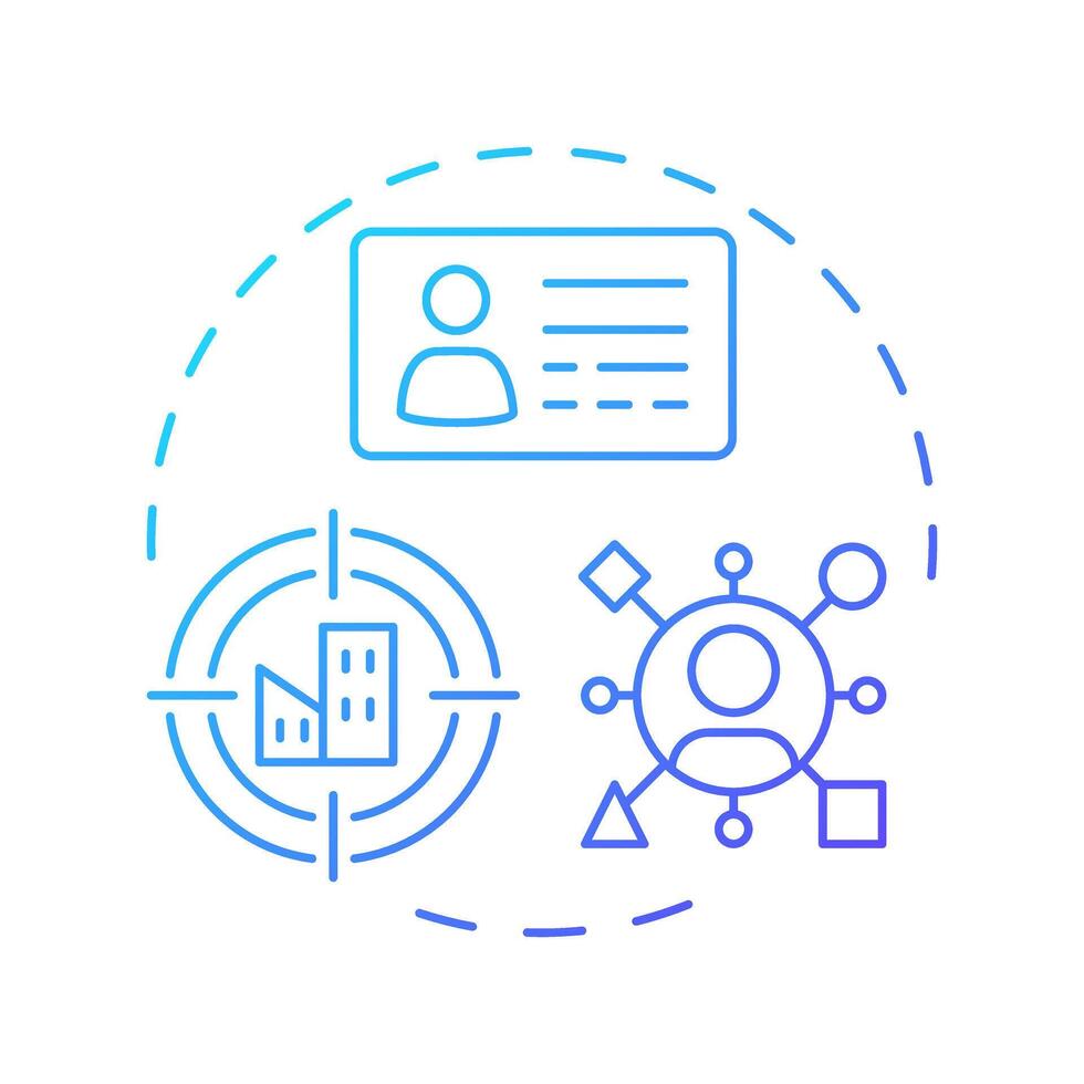 Ideal customer profile blue gradient concept icon. Marketing strategy, targeting consumers. Round shape line illustration. Abstract idea. Graphic design. Easy to use in infographic, presentation vector