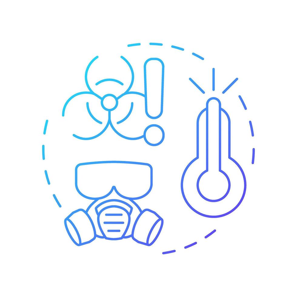 Harmful substances and environments blue gradient concept icon. Protective equipment, hazardous chemicals. Round shape line illustration. Abstract idea. Graphic design. Easy to use in infographic vector