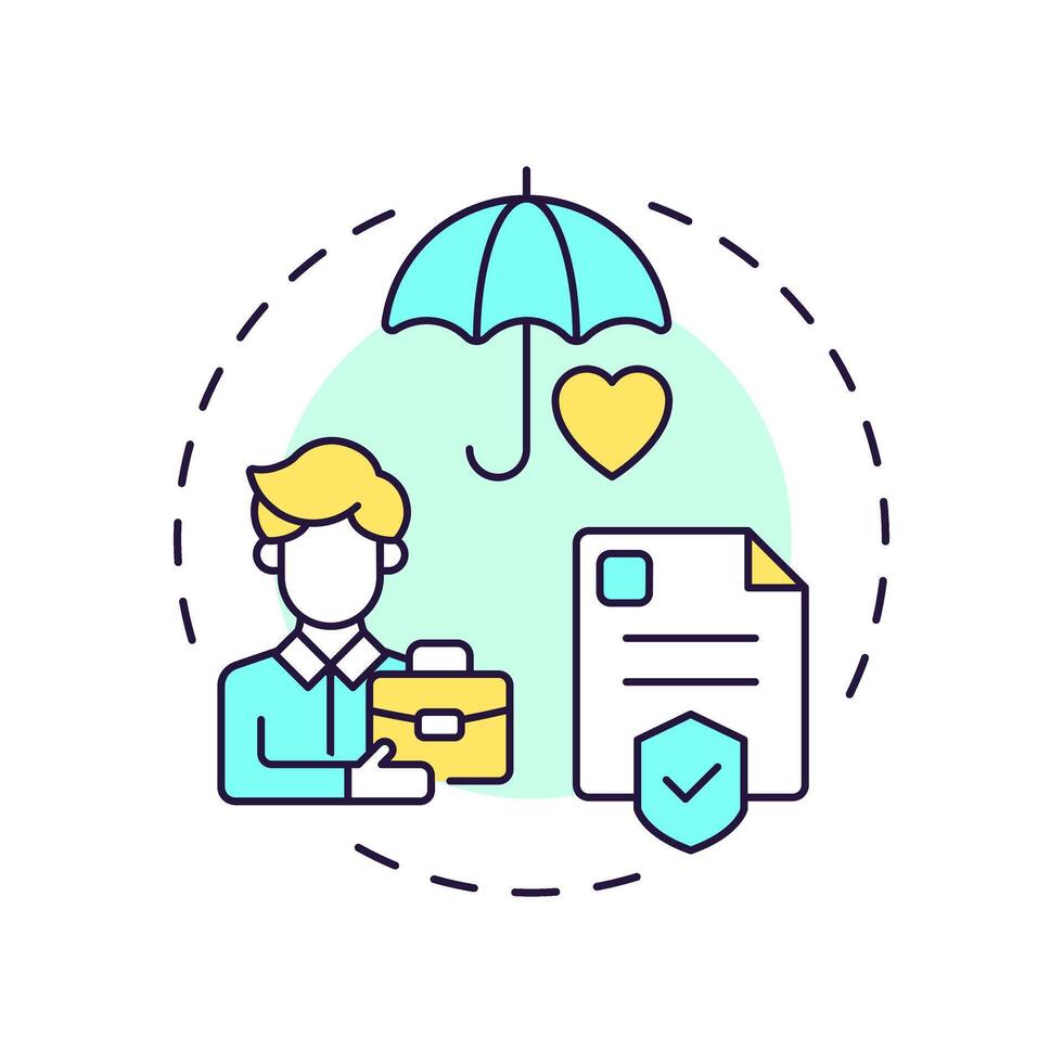 Workers compensation multi color concept icon. Law compliance, corporate regulation. Round shape line illustration. Abstract idea. Graphic design. Easy to use in infographic, presentation vector