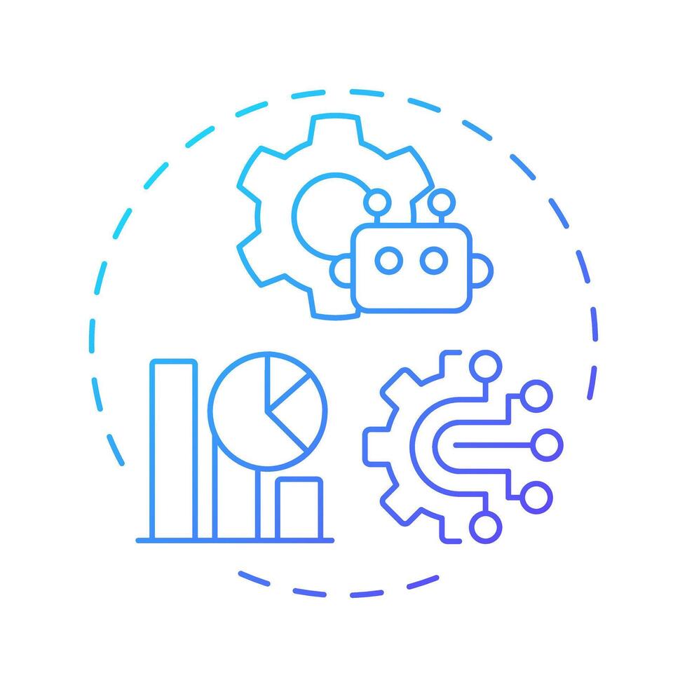 Programmatic abm blue gradient concept icon. Content personalization, advertising management. Round shape line illustration. Abstract idea. Graphic design. Easy to use in infographic, presentation vector