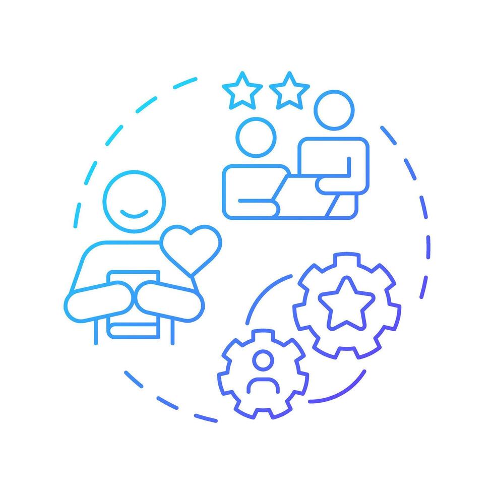 Strong client relationships blue gradient concept icon. Consumer feedback, advertising personalization. Round shape line illustration. Abstract idea. Graphic design. Easy to use in infographic vector