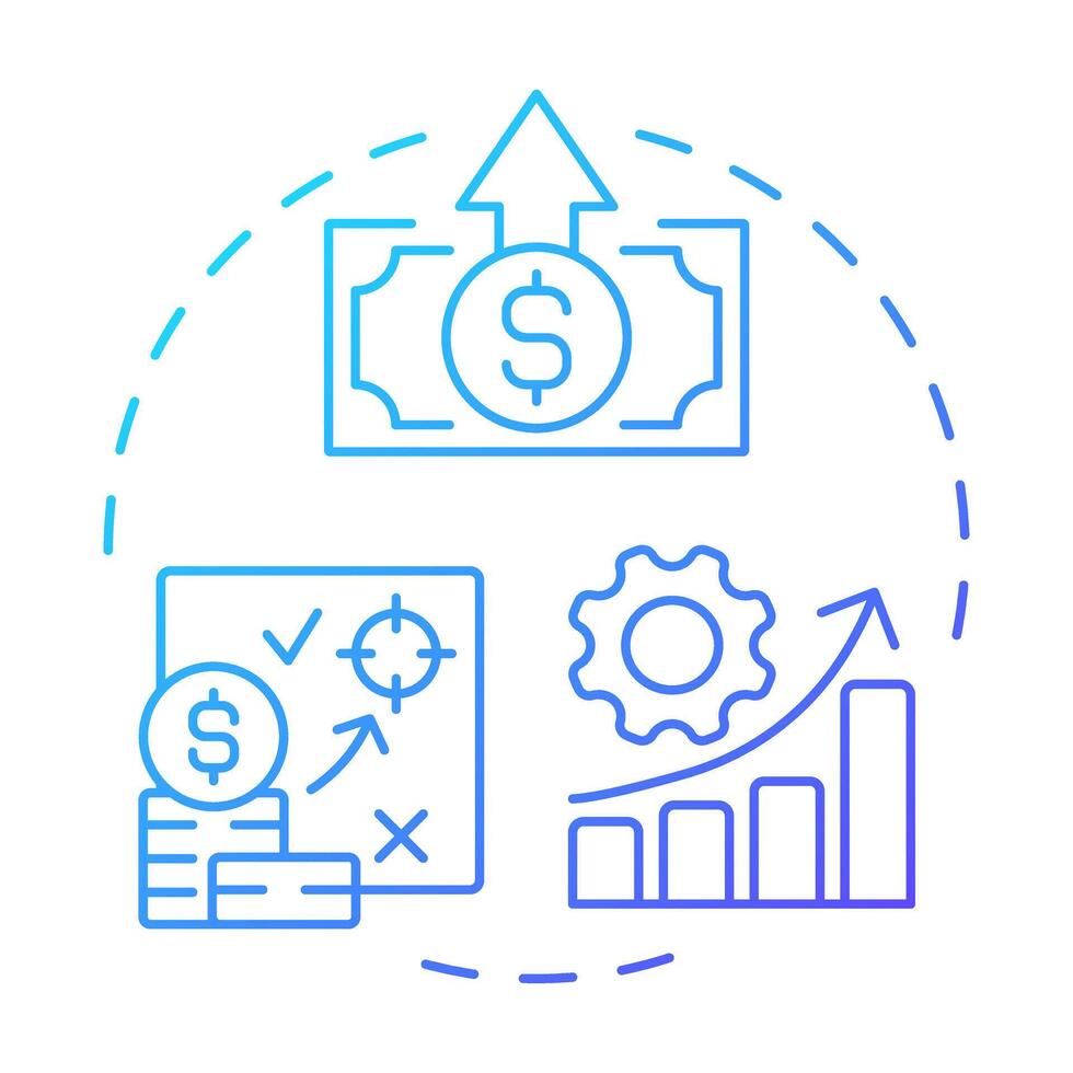 Clear roi blue gradient concept icon. Productivity chart, profitability analysis. Round shape line illustration. Abstract idea. Graphic design. Easy to use in infographic, presentation vector