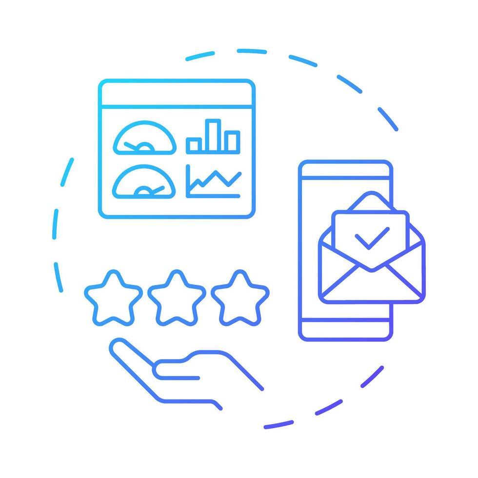 Email abm blue gradient concept icon. Marketing organization, efficiency. Rating service. Round shape line illustration. Abstract idea. Graphic design. Easy to use in infographic, presentation vector
