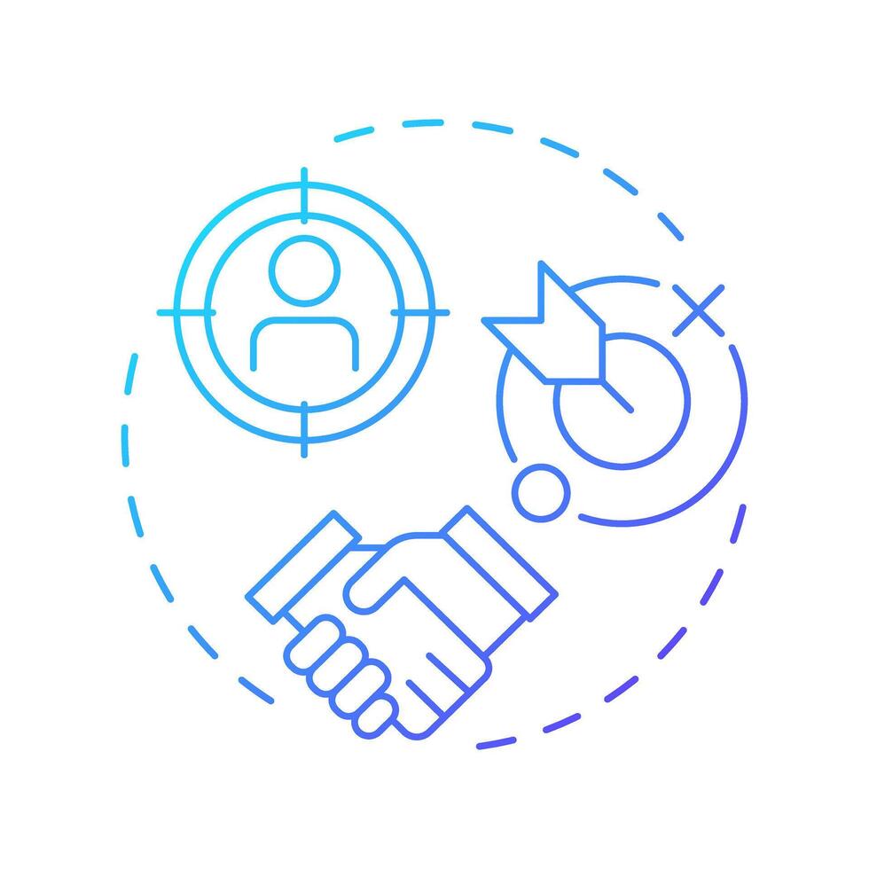 Strategic ABM blue gradient concept icon. Marketing strategy, account personalization. Round shape line illustration. Abstract idea. Graphic design. Easy to use in infographic, presentation vector