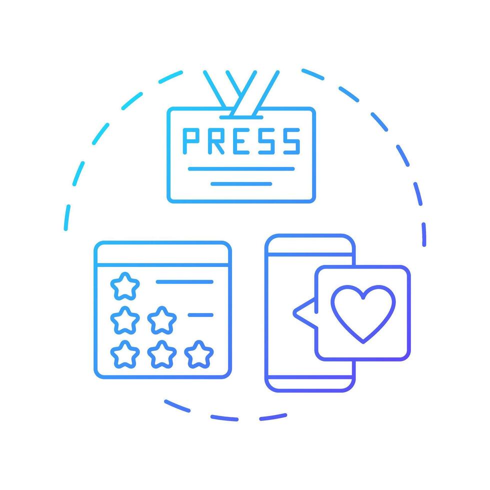 Earned media blue gradient concept icon. Rating service, ppc advertising. Business marketing. Round shape line illustration. Abstract idea. Graphic design. Easy to use in infographic, presentation vector