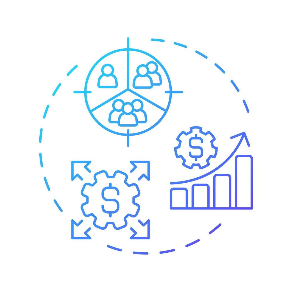 ABM lite blue gradient concept icon. Business statistics, marketing. Advertising strategy. Round shape line illustration. Abstract idea. Graphic design. Easy to use in infographic, presentation vector
