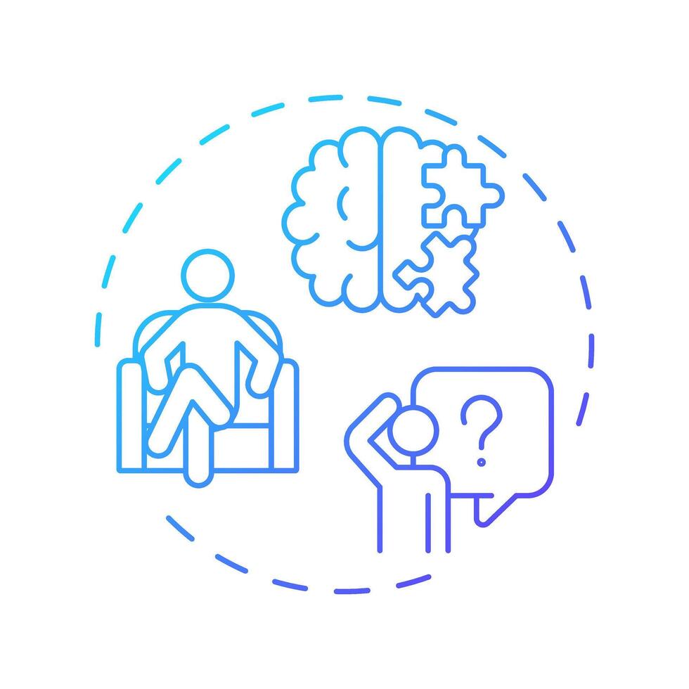 Behavioral disabilities blue gradient concept icon. Cognitive illness, psychotherapy. Round shape line illustration. Abstract idea. Graphic design. Easy to use in infographic, presentation vector
