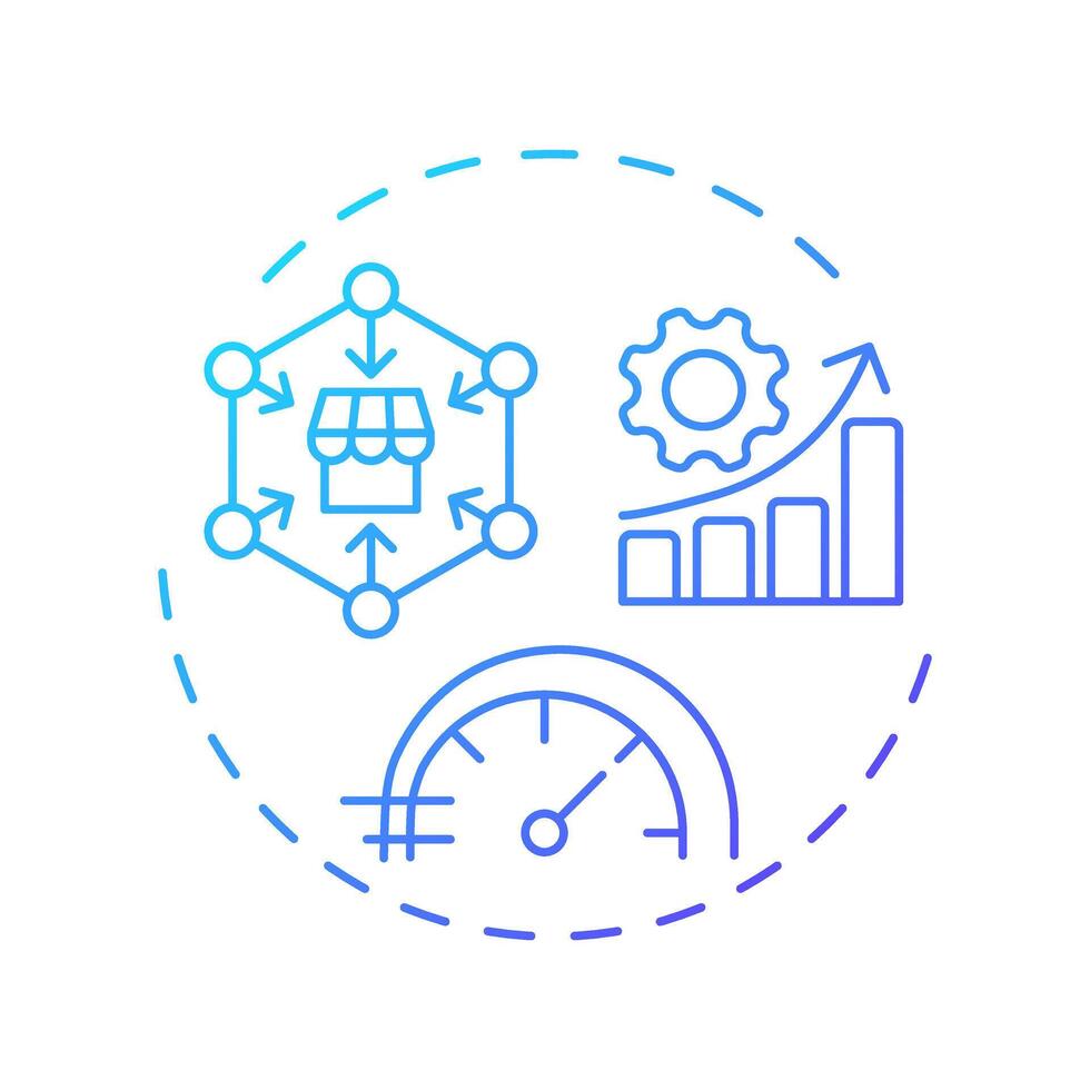 Sales velocity blue gradient concept icon. Marketing statistics, business profitability. Round shape line illustration. Abstract idea. Graphic design. Easy to use in infographic, presentation vector