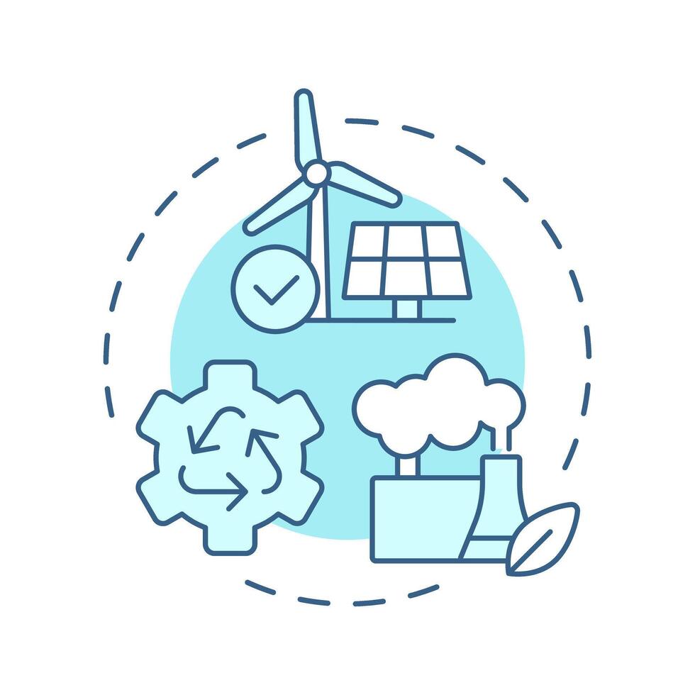 Sustainability soft blue concept icon. Pillars of industry 5.0. Environmental responsibility. Clean energy. Round shape line illustration. Abstract idea. Graphic design. Easy to use in article vector