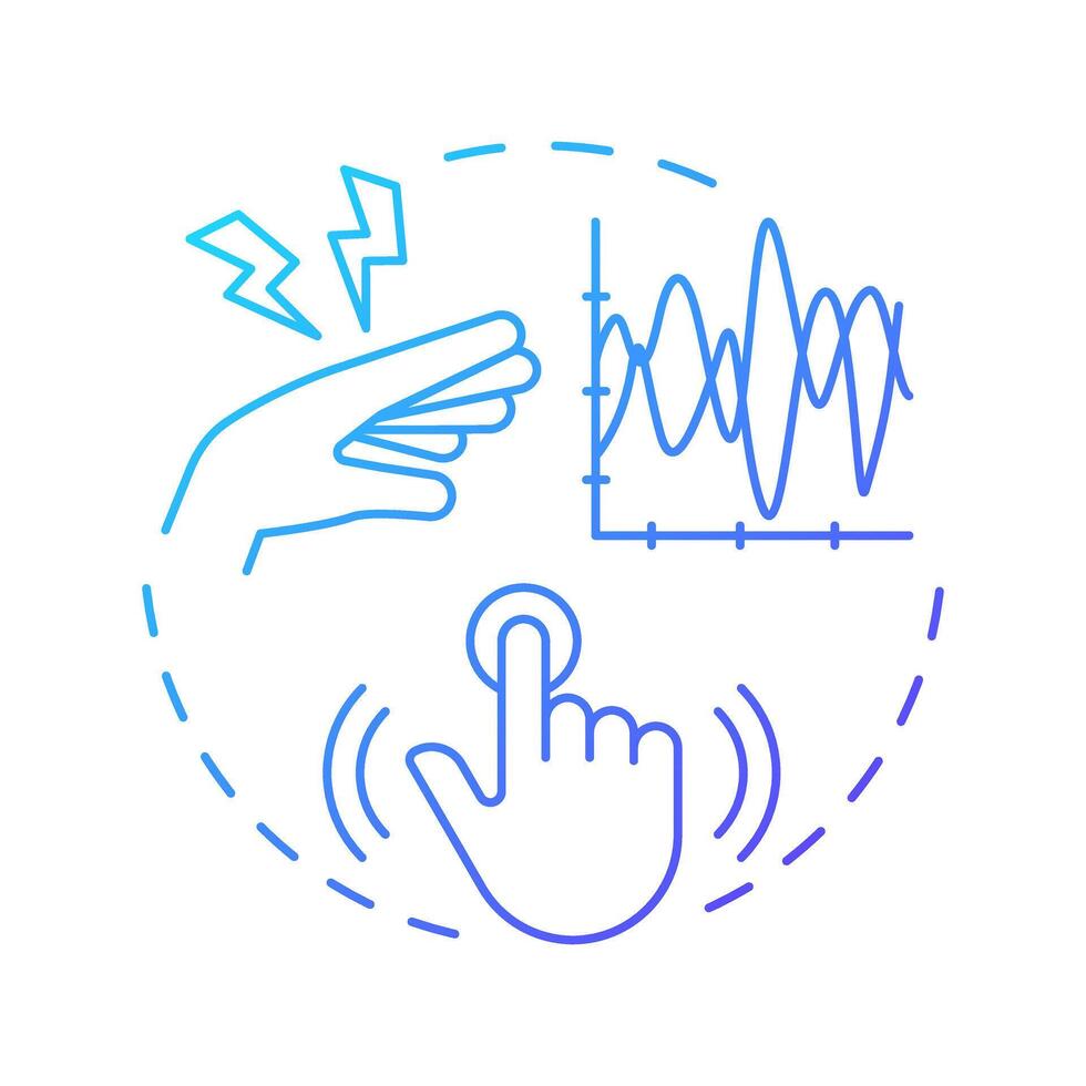 Vibration white finger blue gradient concept icon. Workplace injury. Work equipment, industry. Round shape line illustration. Abstract idea. Graphic design. Easy to use in infographic, presentation vector