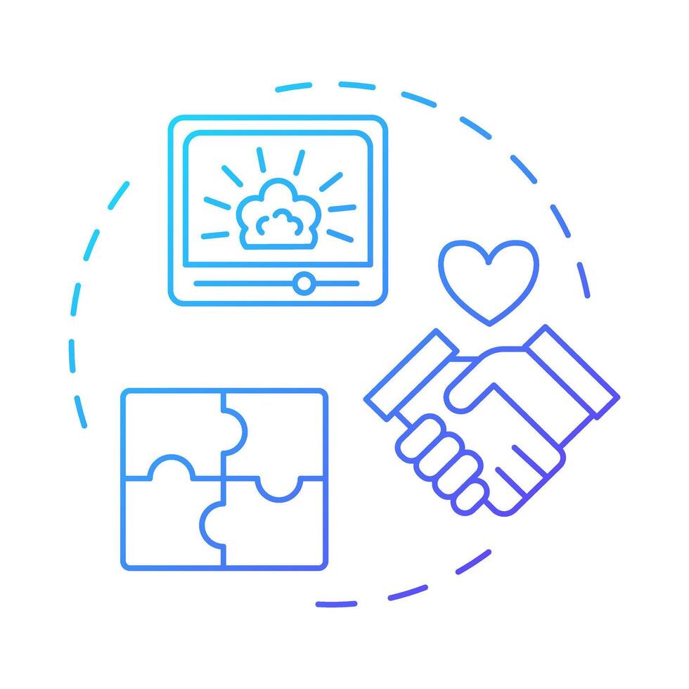 Narrative conflict resolution multi color concept icon. Partnership negotiation. Round shape line illustration. Abstract idea. Graphic design. Easy to use in infographic, presentation vector