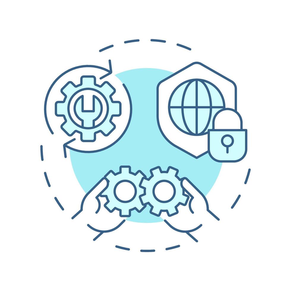 Resilience soft blue concept icon. Pillars of industry 5.0. Flexible and adaptive system. Ability to recover. Round shape line illustration. Abstract idea. Graphic design. Easy to use in article vector