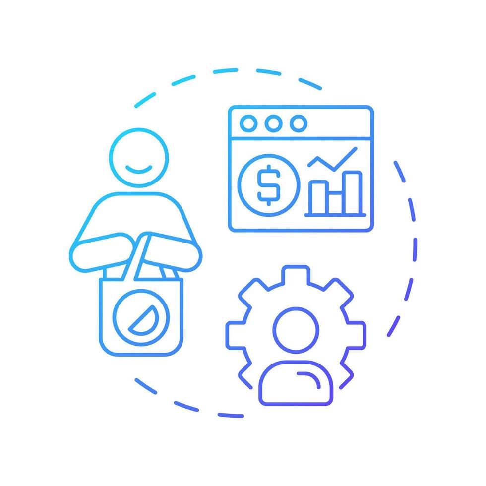 Accounts in-market blue gradient concept icon. Statistical metrics, marketing management. Round shape line illustration. Abstract idea. Graphic design. Easy to use in infographic, presentation vector