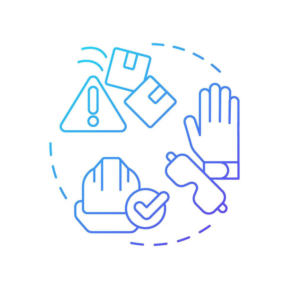 Protective work equipment blue gradient concept icon. Labor tools, ppe. Workplace safety. Round shape line illustration. Abstract idea. Graphic design. Easy to use in infographic, presentation vector