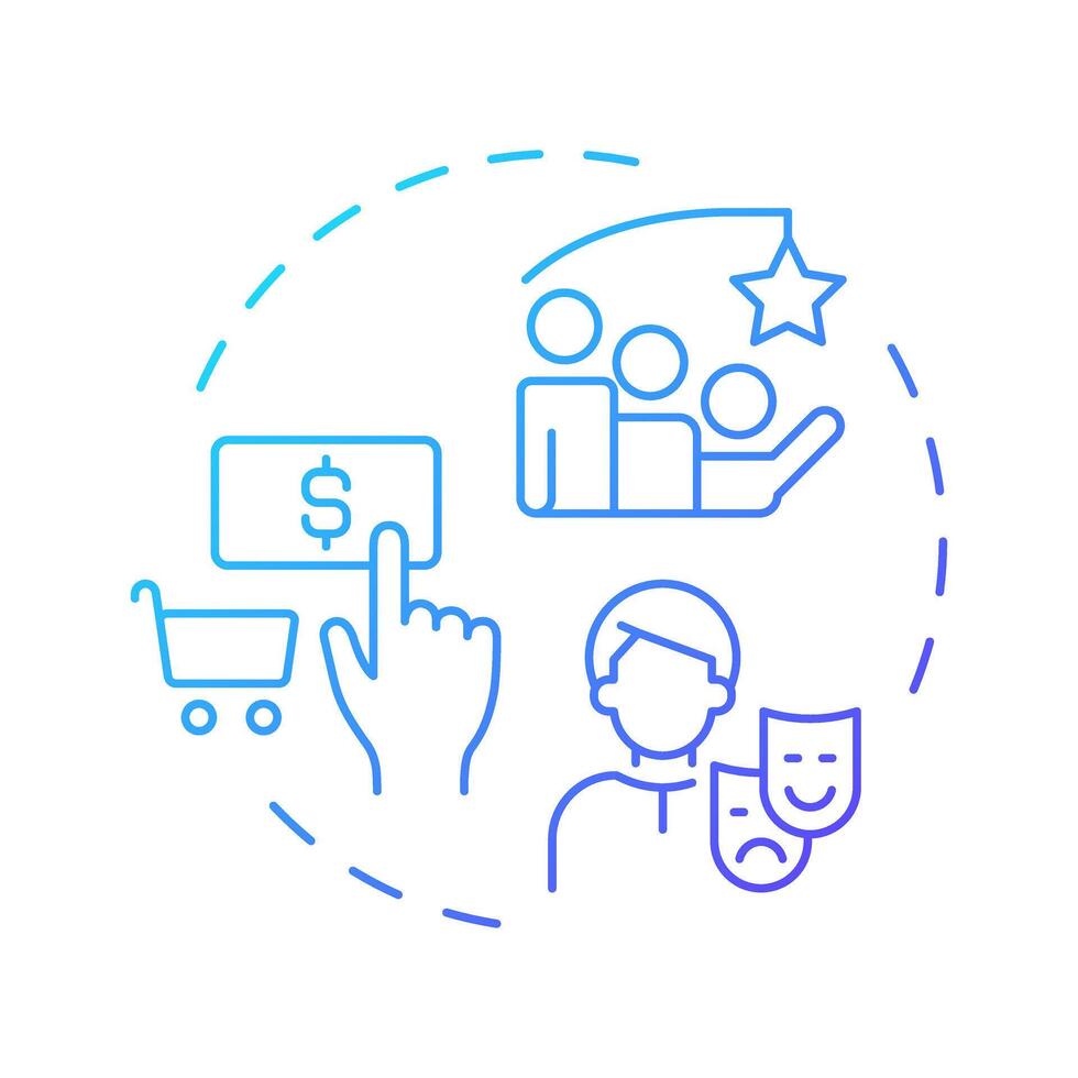 Buyer personas blue gradient concept icon. Targeting consumers, purchasing. Customer service. Round shape line illustration. Abstract idea. Graphic design. Easy to use in infographic, presentation vector