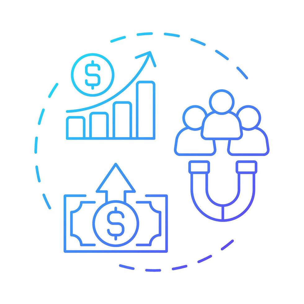 CLV blue gradient concept icon. Customer value, sales statistics. Profitability metrics. Round shape line illustration. Abstract idea. Graphic design. Easy to use in infographic, presentation vector