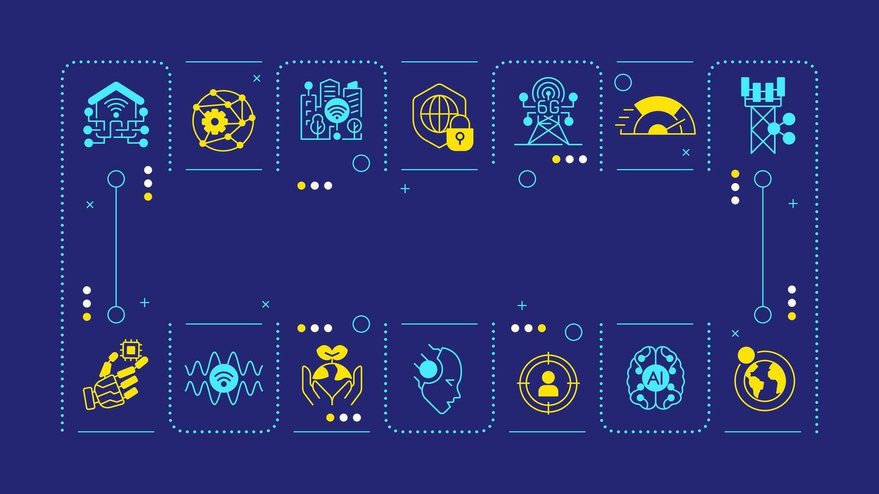 Industry 5 dark blue word concept. Smart city. Internet of everything. 6G technology. Sustainability. Visual communication. Artwith lettering text, editable glyph icons vector
