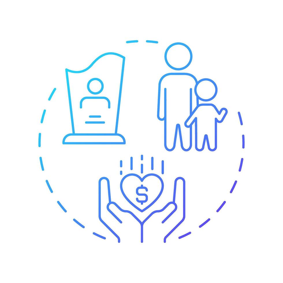 Survivor benefits blue gradient concept icon. Compensation for death. Financial support, insurance. Round shape line illustration. Abstract idea. Graphic design. Easy to use in infographic vector