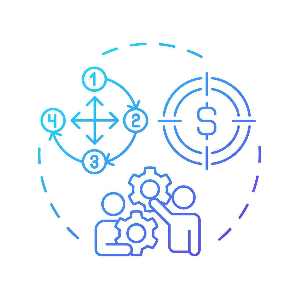 Shorter sales cycle blue gradient concept icon. Customer journey, profitability. Round shape line illustration. Abstract idea. Graphic design. Easy to use in infographic, presentation vector