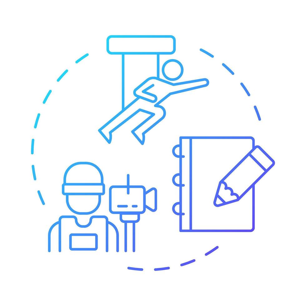 Storyboard multi color concept icon. Film directing, production. Movie script. Round shape line illustration. Abstract idea. Graphic design. Easy to use in infographic, presentation vector
