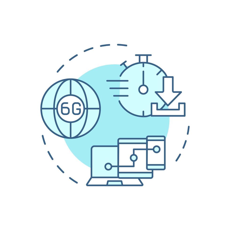 Extreme connectivity soft blue concept icon. 6G technology. Fast data transfer. High-speed network.Round shape line illustration. Abstract idea. Graphic design. Easy to use in article vector