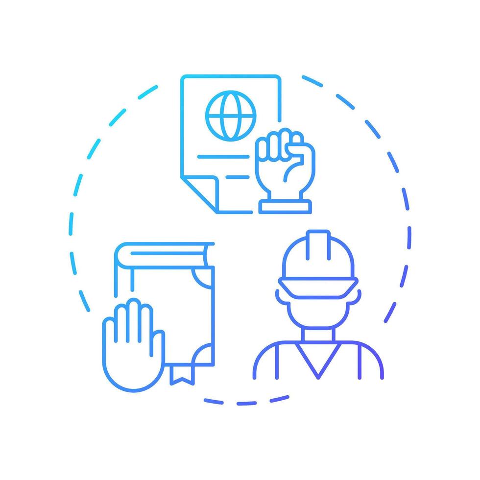 Workers compensation laws blue gradient concept icon. Law compliance, insurance regulation. Round shape line illustration. Abstract idea. Graphic design. Easy to use in infographic, presentation vector
