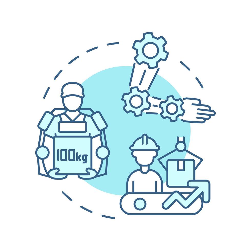 Exoskeleton soft blue concept icon. Industry 5.0 technology. Industrial robotics. Wearable technology. Round shape line illustration. Abstract idea. Graphic design. Easy to use in article vector