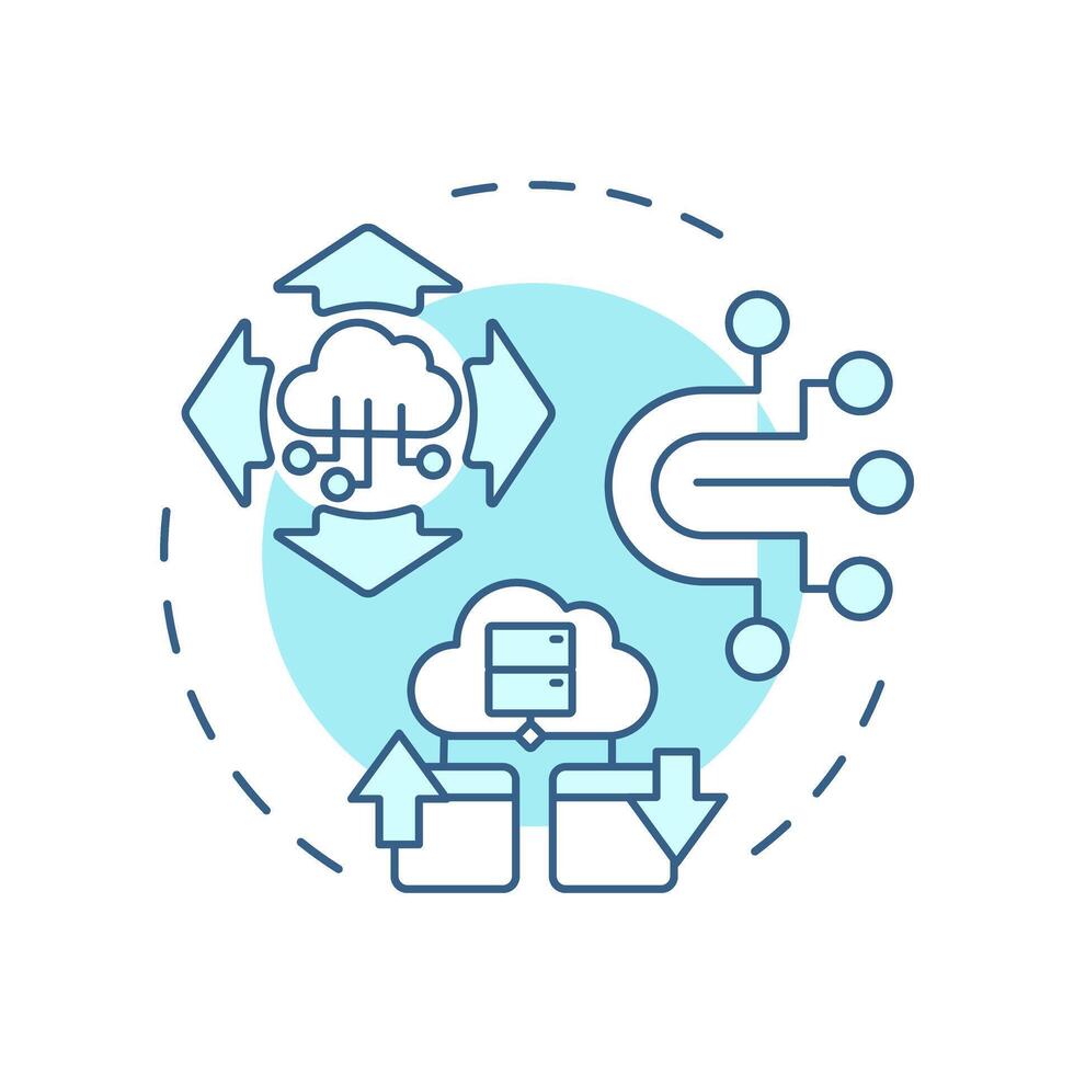 Services based architecture soft blue concept icon. 6G technology. Cloud computing. Modular, scalable network. Round shape line illustration. Abstract idea. Graphic design. Easy to use in article vector