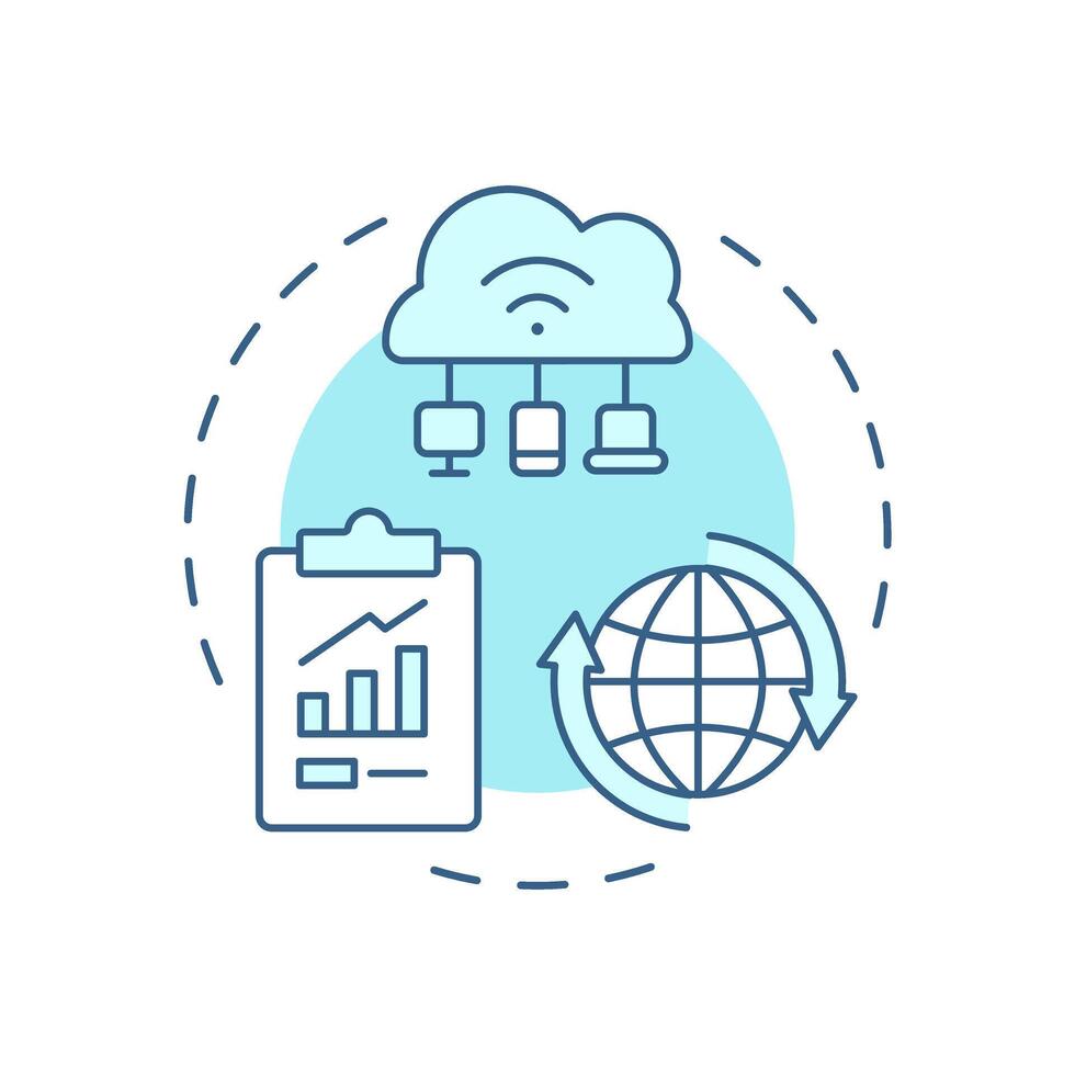 Internet of everything soft blue concept icon. Industry 5.0 technology. Cloud computing. Data analytics. Round shape line illustration. Abstract idea. Graphic design. Easy to use in article vector