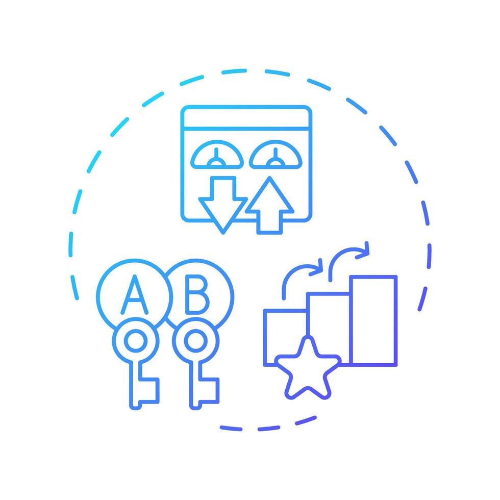 ABM using seo blue gradient concept icon. Advertising strategy, content marketing. Round shape line illustration. Abstract idea. Graphic design. Easy to use in infographic, presentation vector