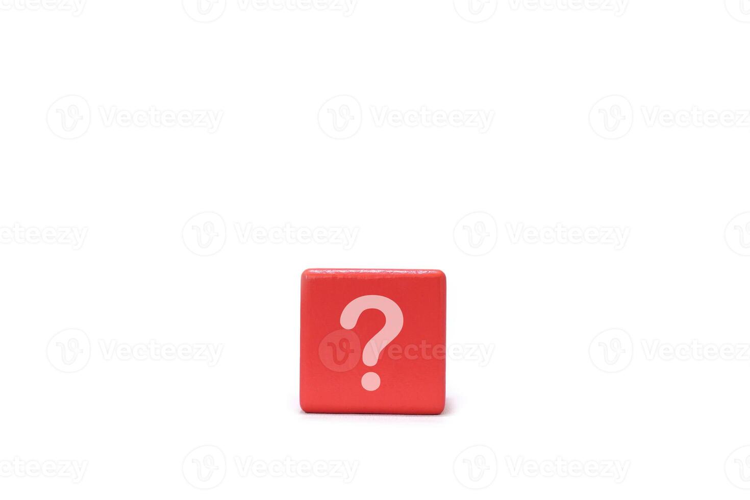 symbol question on wooden isolated on a white background photo