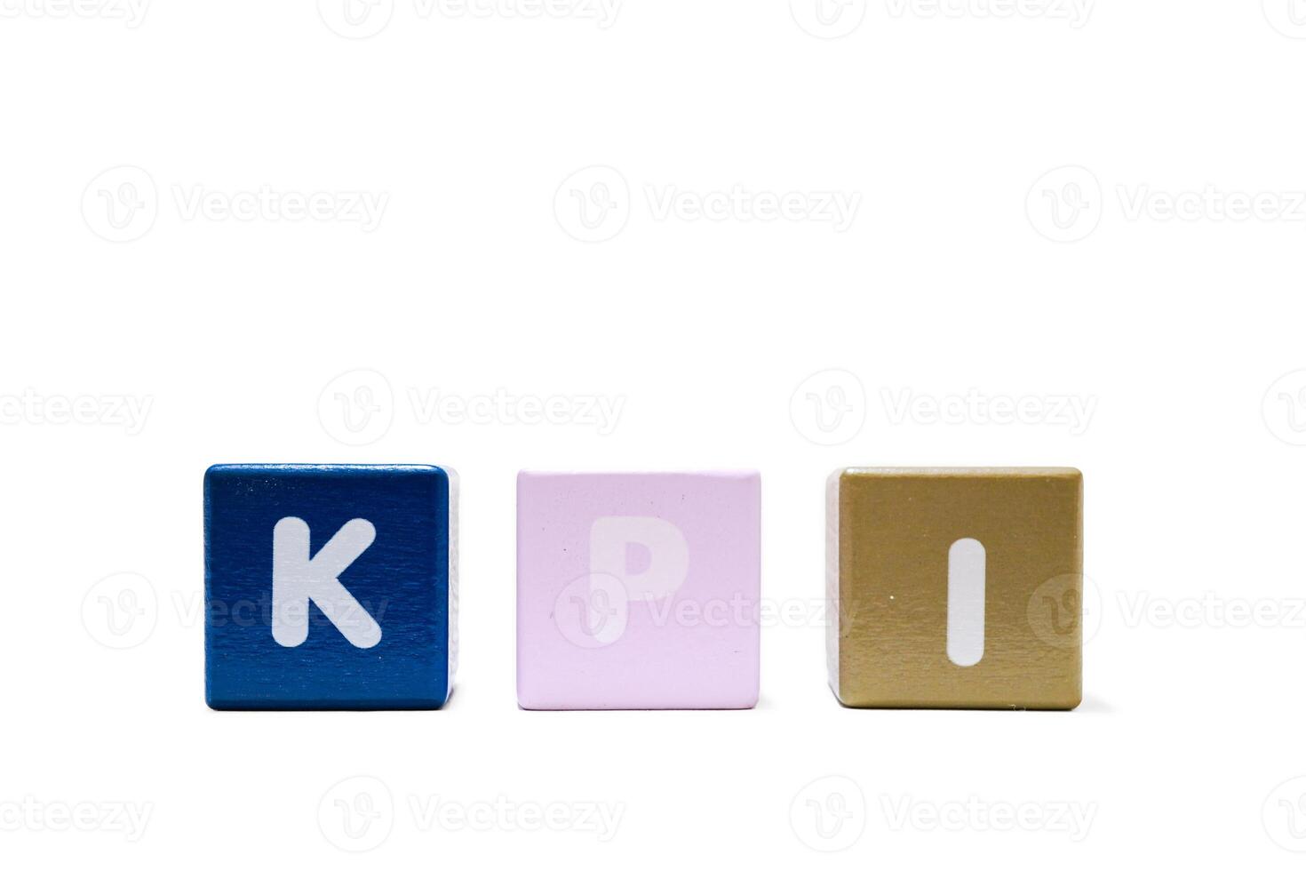text KPI Key Performance Indicator on colorful wooden isolated on a white photo