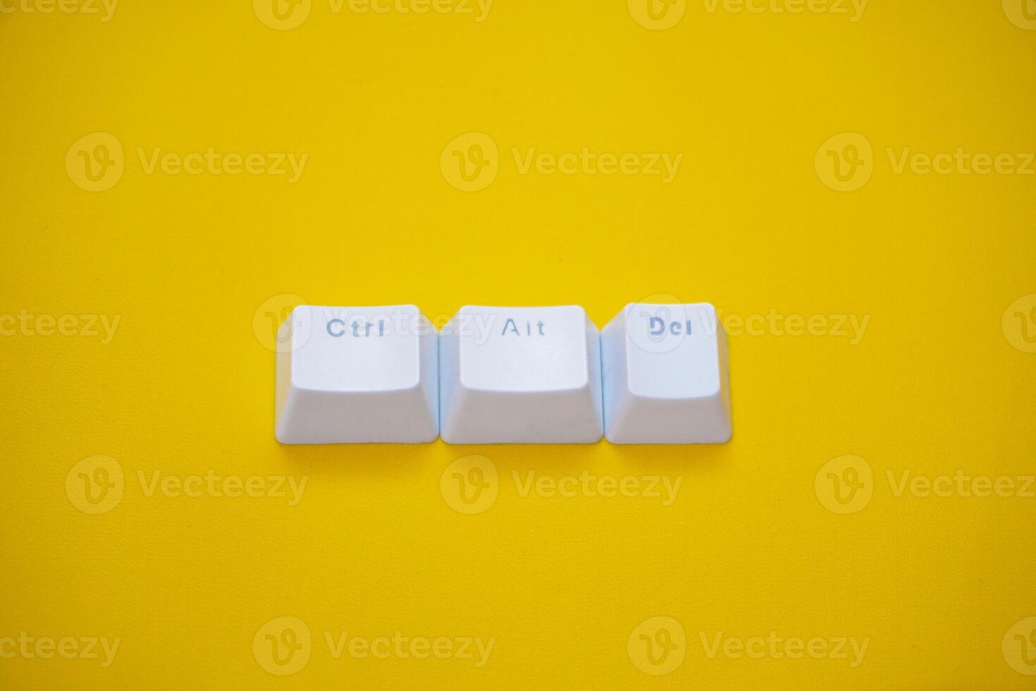 Ctrl, A, Del keyboard buttons, Control, All and Delete key shortcut isolated on a yellow background. photo