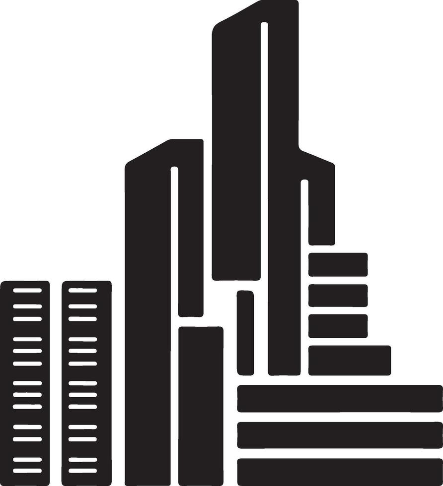 a black and white illustration of a skyscraper vector