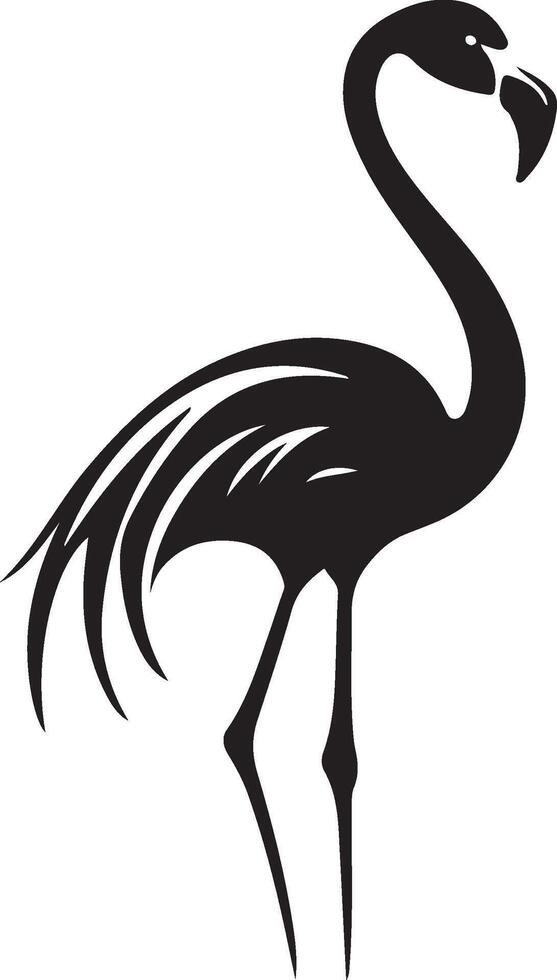 a black and white silhouette of a flamingo vector