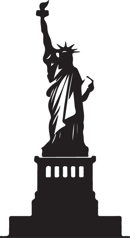 the statue of liberty is shown in silhouette vector