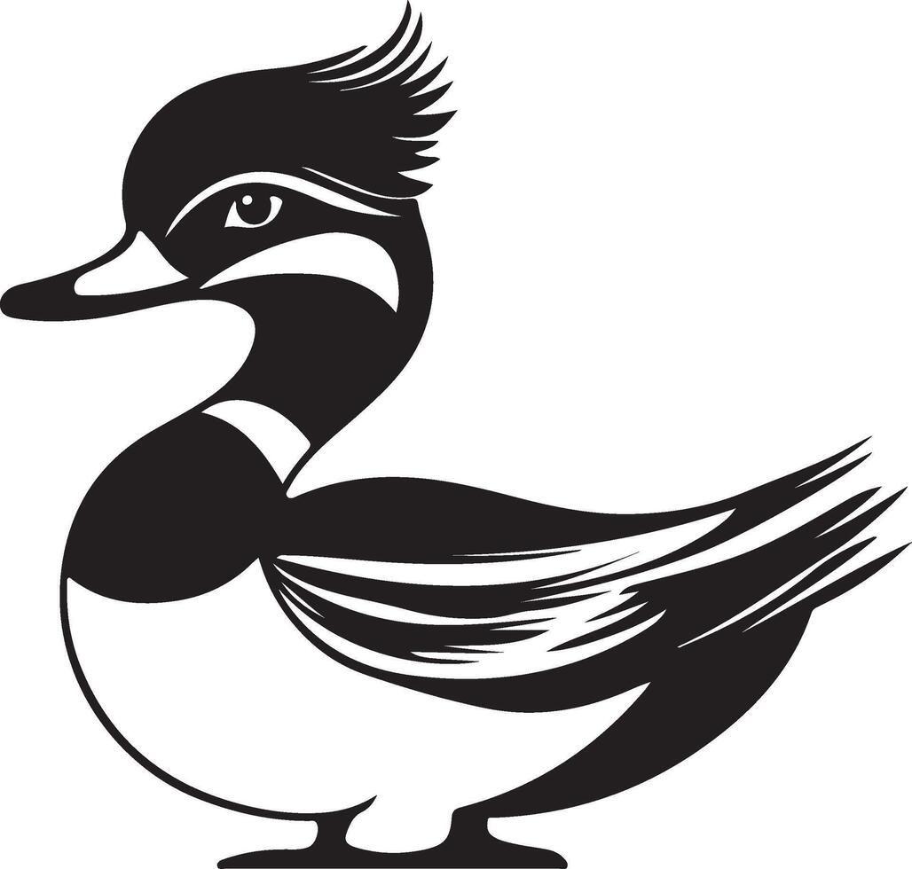 a black and white drawing of a duck vector